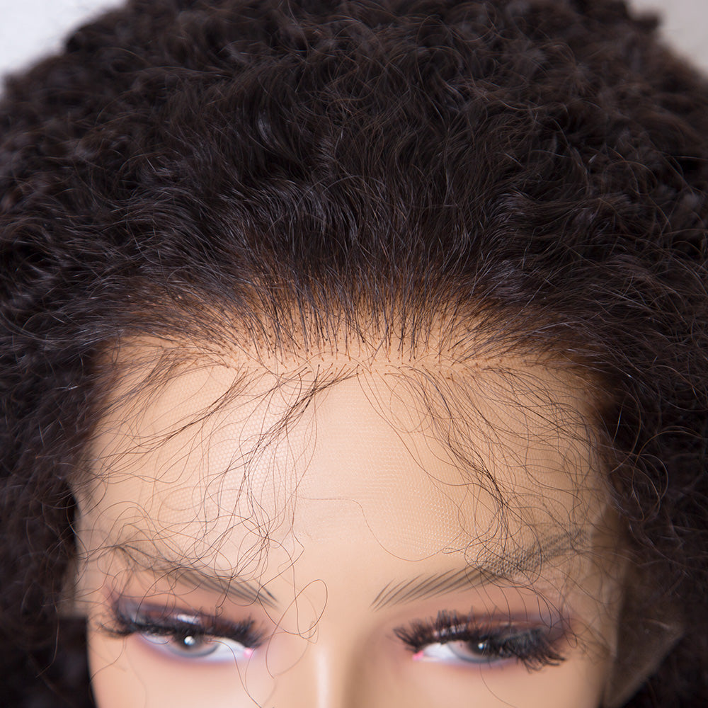IMANI HD lace front wig new 6 single knots curly hair wig natural black color wig in stock