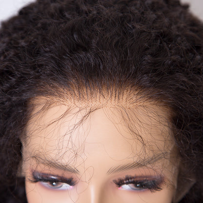 IMANI HD lace front wig new 6 single knots curly hair wig natural black color wig in stock