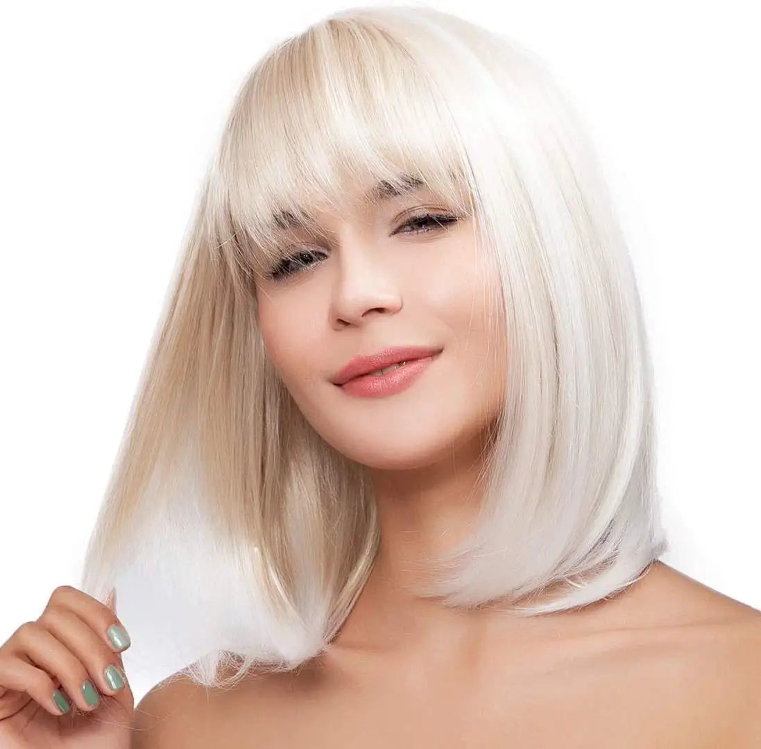 ARIA Bob 12" Ash White Platinum Blonde Pre Plucked with HD Transparent full lace