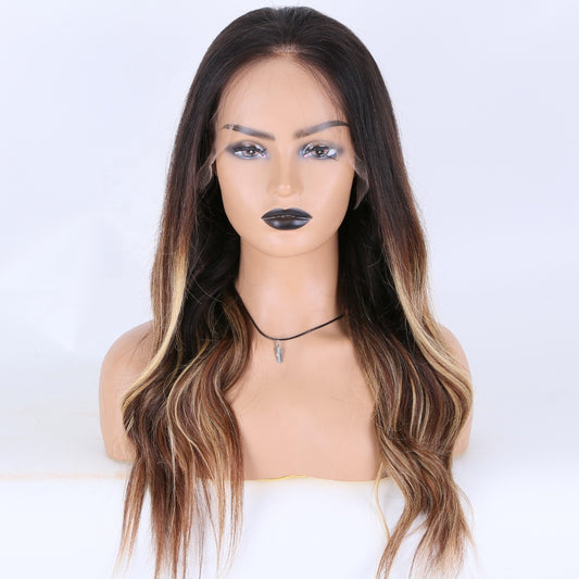 ZENDAYA European shadow virgin human wavy hair silk base lace wig