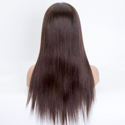 Natural brown no dyed natural color mono top lace front wig straight wave hair in stock