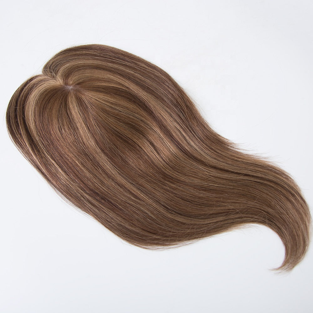 Silk base topper brown color 6x6 size virgin hair custom balayage color topper