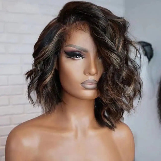 YARA Short Length Highlight Color Bob Wig Raw Indian Human Hair 13x4 HD Lace Wigs Side Part Natural Hairline
