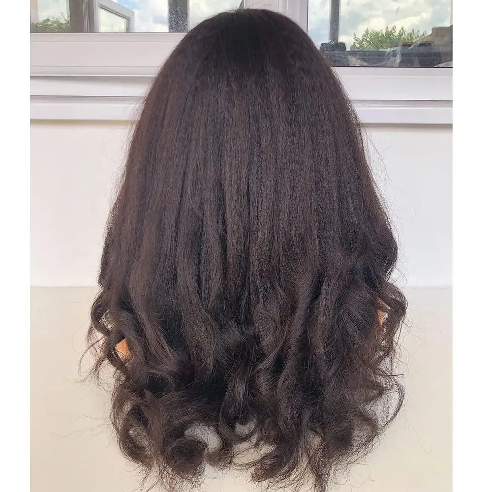 JASMINE Yaki Texture Full Hand tied human hair  with bangs