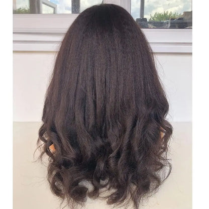 JASMINE Yaki Texture Full Hand tied human hair  with bangs