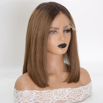 SOPHIA 12A Grade Full Hand Tied Brown Balayage Bob 100% European Virgin Human Remy Hair