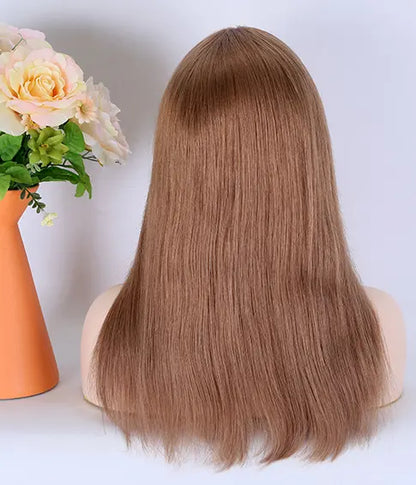 HALO Balayage Color 16" Silk Straight European Cuticle Aligned Virgin Human Hair Silk Top Jewish Wigs