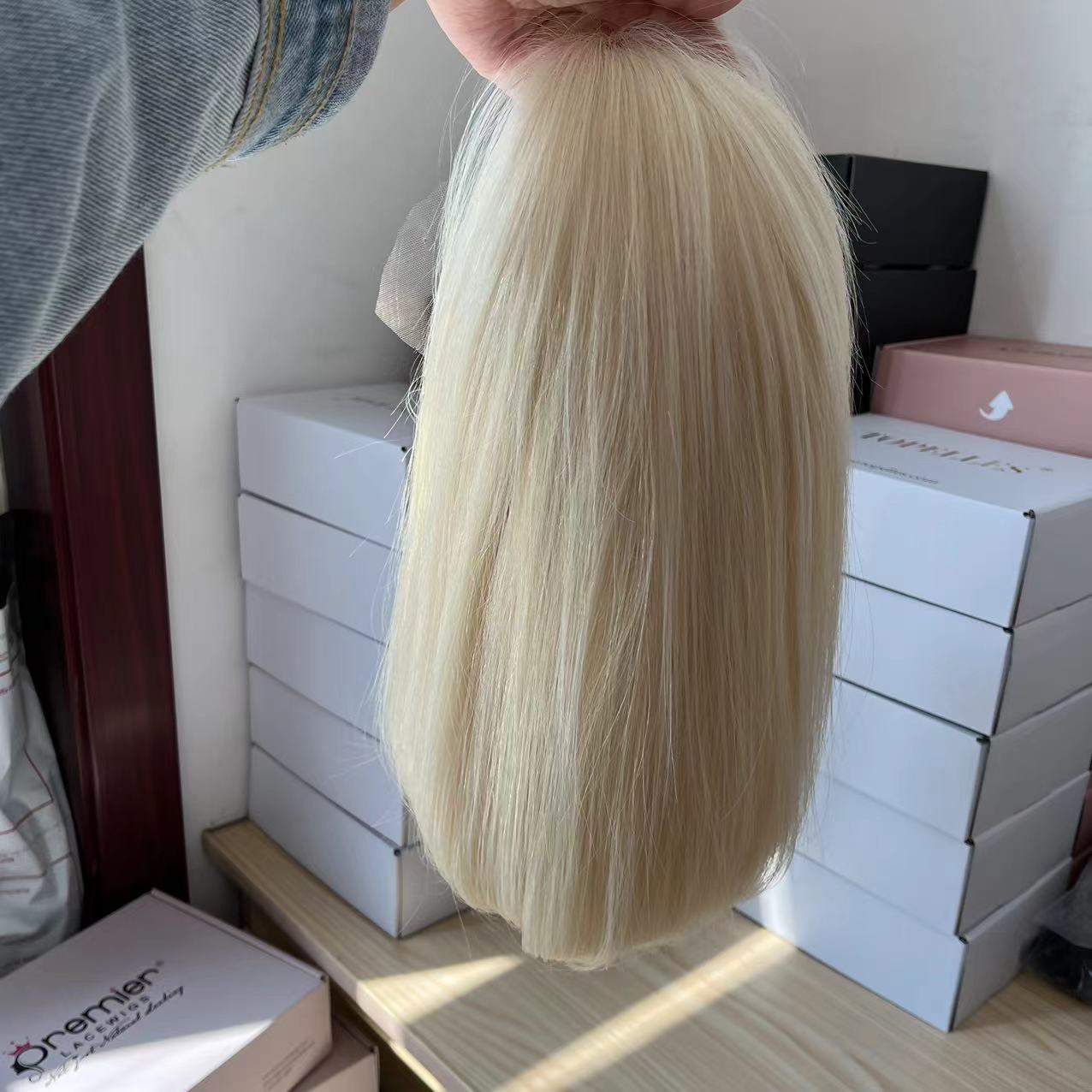 JENNY White Blonde  BOB Wig Transparent HD Lace Front 100% European Virgin Remy Hair Wig