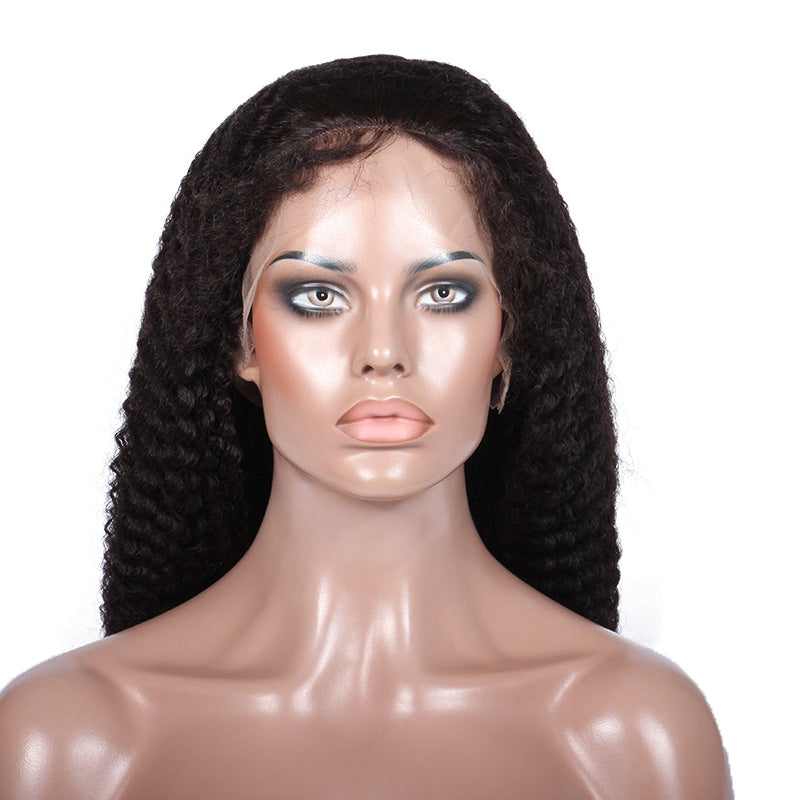 TAHLIA 250% Density Indian Virgin Human Hair Middle Part 20" Afro Kinky Curl Lace Wig