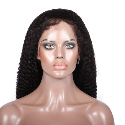 TAHLIA 250% Density Indian Virgin Human Hair Middle Part 20" Afro Kinky Curl Lace Wig