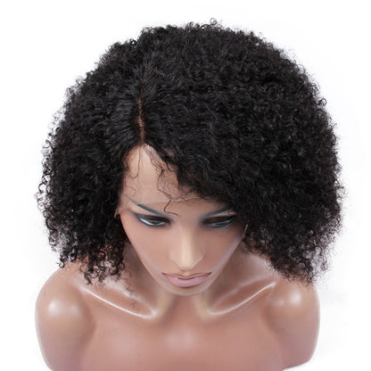 Premier Best Short Indian Remy Afro Kinky Curly Human Hair Lace Front Wig For Black Women