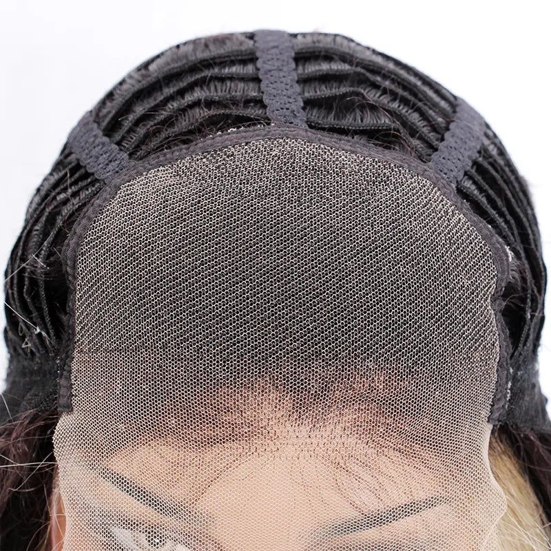 DAISY virgin brazilian hair balayage color blonde lace front wig with transparent swiss lace