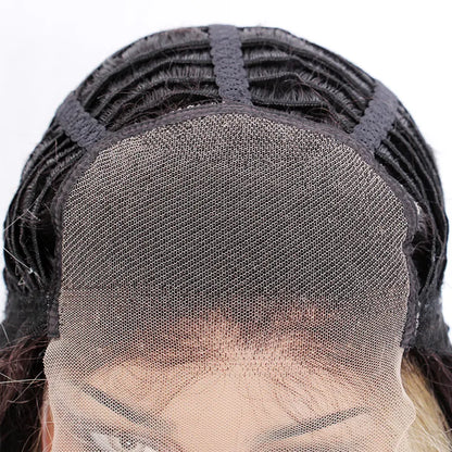 DAISY virgin brazilian hair balayage color blonde lace front wig with transparent swiss lace