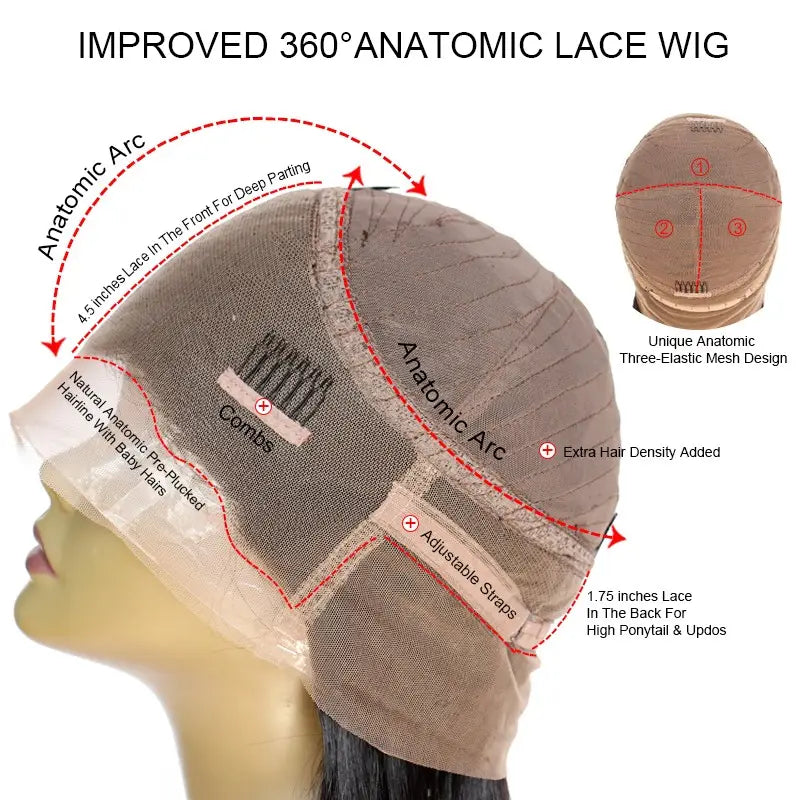 WENDY Cuticle Aligned Brazilian Virgin Hair virgin cuticle aligned wig wavy pre plucked 360 lace wig