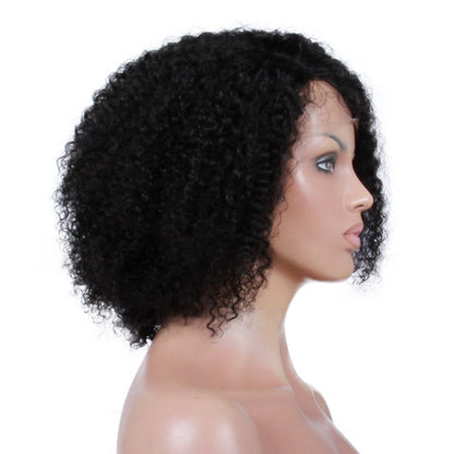 Premier Best Short Indian Remy Afro Kinky Curly Human Hair Lace Front Wig For Black Women