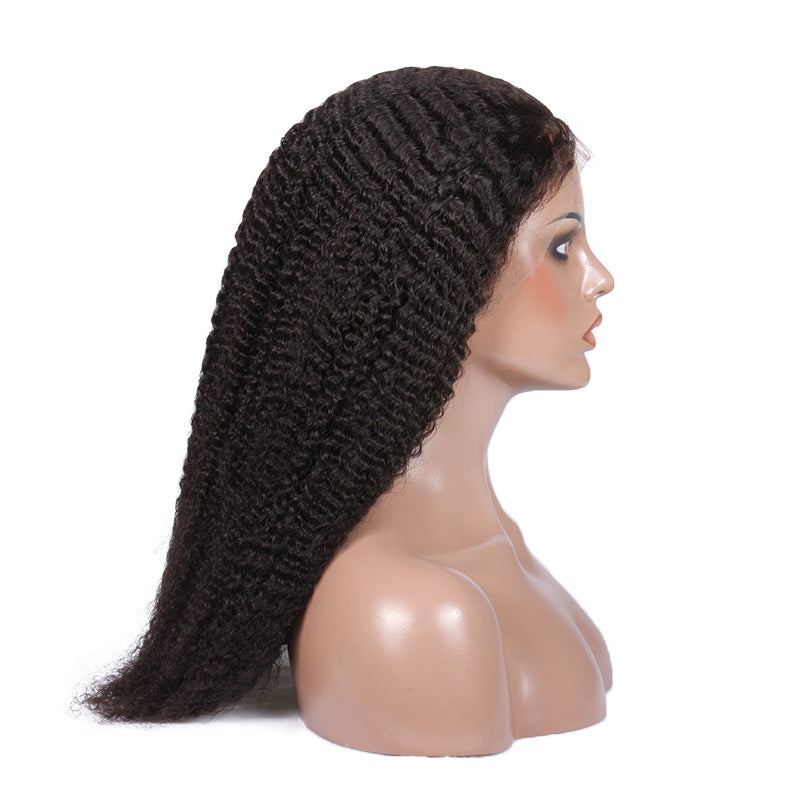 TAHLIA 250% Density Indian Virgin Human Hair Middle Part 20" Afro Kinky Curl Lace Wig