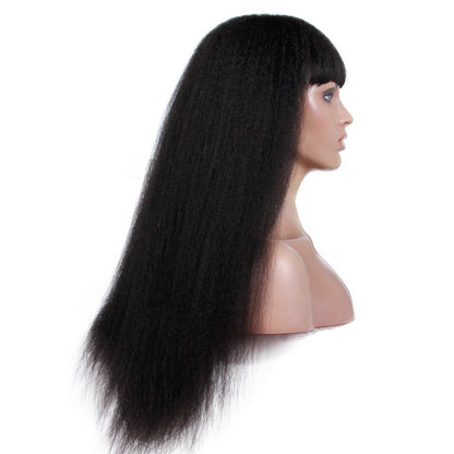 Premier Lace Front Wig with Bang Base Human Hair New Arrival Free Shipping Kinky Straight 2019 Silk INDIAN Hair Swiss Lace Long
