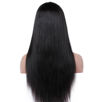 Premier Middle Part Indian Remy Long Black Straight Human Hair Wig For Black Men