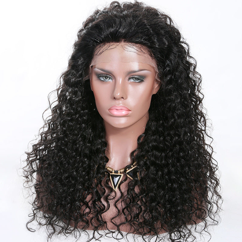 TAHLIA 250% Density Indian Virgin Human Hair Middle Part 20" Afro Kinky Curl Lace Wig