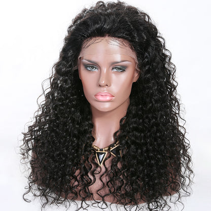 TAHLIA 250% Density Indian Virgin Human Hair Middle Part 20" Afro Kinky Curl Lace Wig