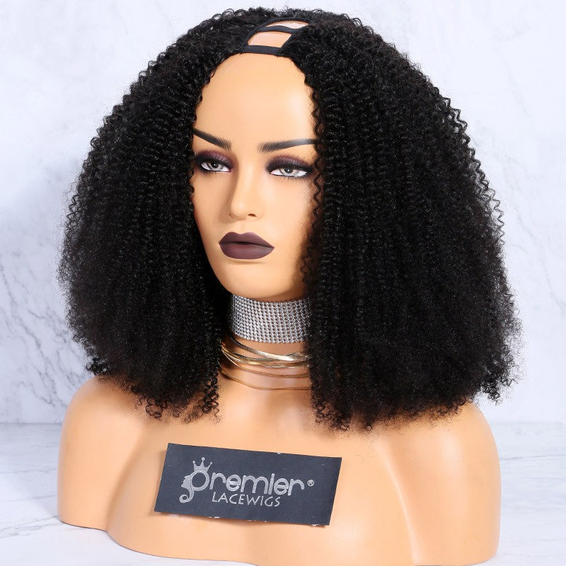 Textured U-Part Wigs Afro Kinky Curly ( For 3c and 4a textures) indian remy hair with cheap price
