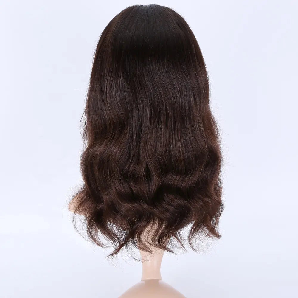 JUDITH European human hair wig wholesale Double drawn virgin hair Jewish wigs natural brown color silk top wig