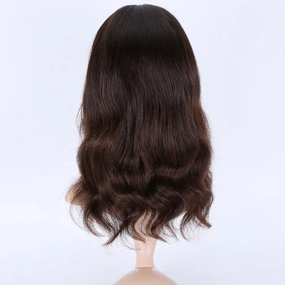 JUDITH European human hair wig wholesale Double drawn virgin hair Jewish wigs natural brown color silk top wig