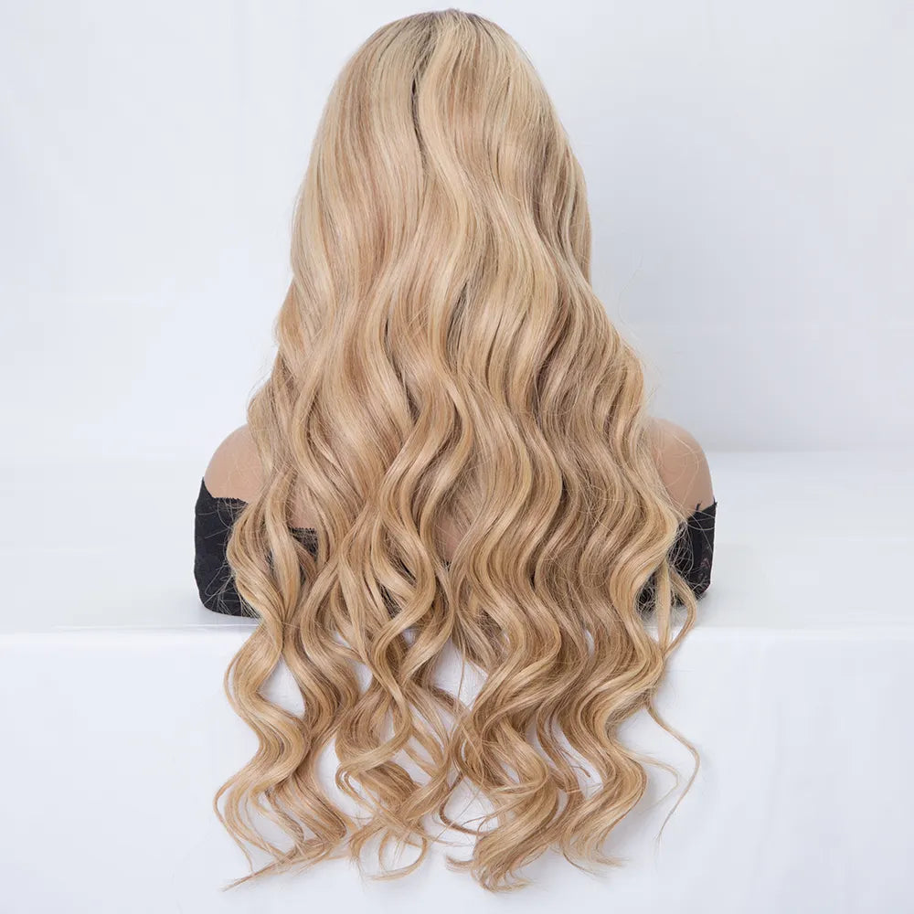 SASKIA Custom 26 Inch Rooted Blonde Balayage Color Single Knots HD Lace Top