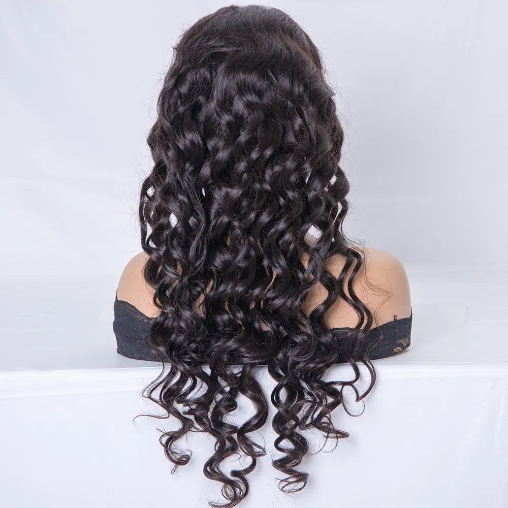DAHLIA Loose Curly 13"x6" Lace Front Wigs Indian Remy Human Hair [Pre-bleached knots,Pre-plucked hairline,Removable elastic band]