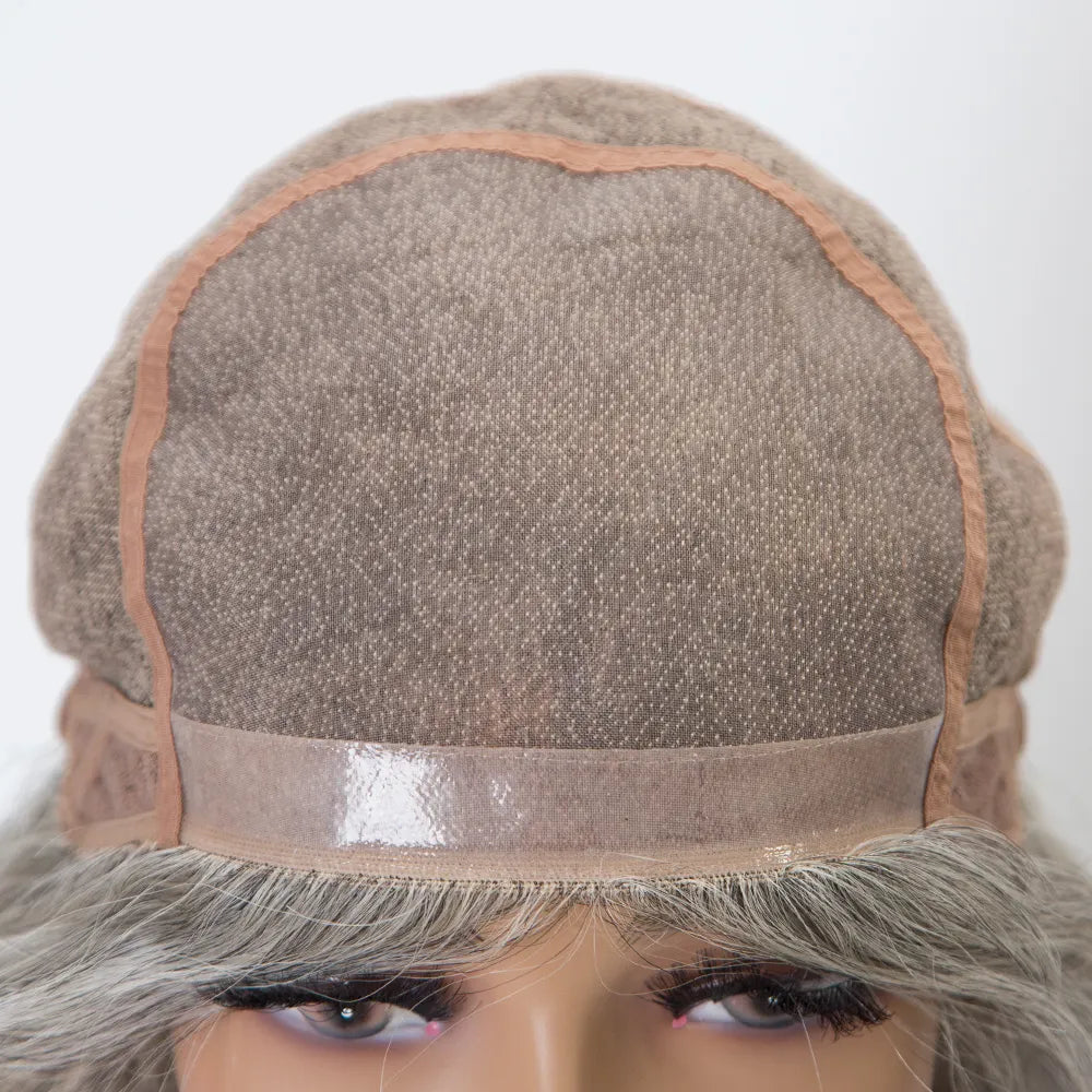 JULIE 10 inch Salt and Pepper Mono top 100% European Virgin Human Hair