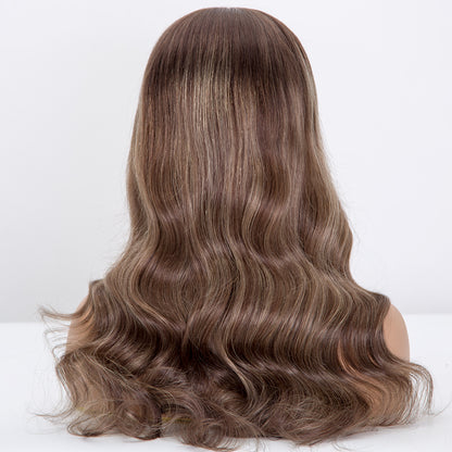 Glueless mono front wave hair beautiful brown balayage color breathable wig in stock ready to ship