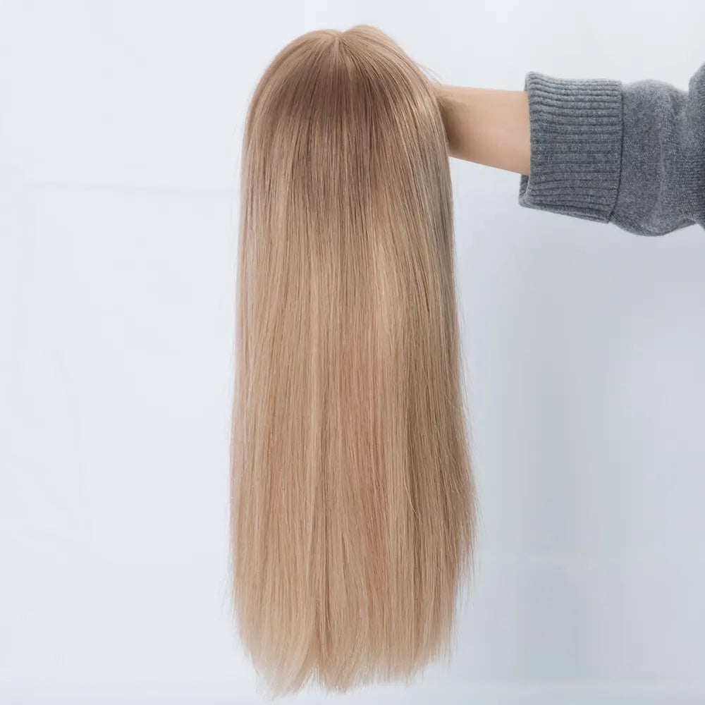 JESSICA Blonde balayage color Fully hand tied with 5*5 inch silk top with silicone medical wig