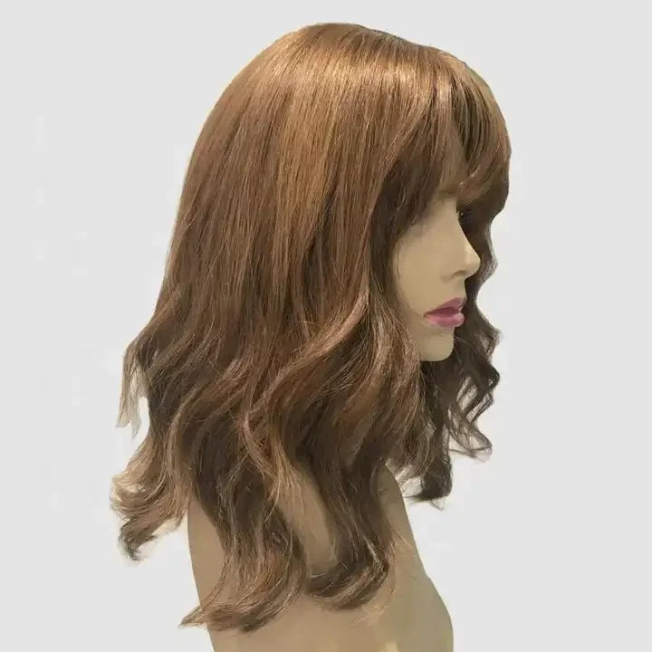 Joni Customizable 8A Grade Cuticle Aligned  100% Virgin European Hair Natural Wavy Silk Top Wigs With Bangs