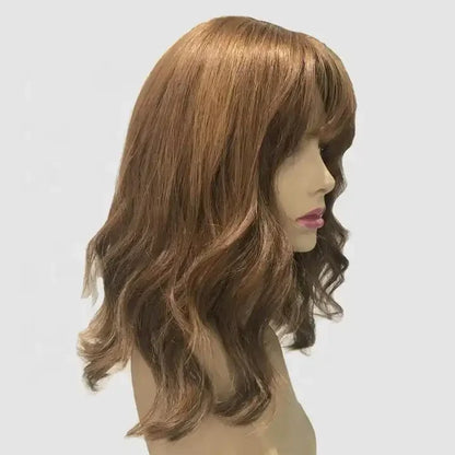 Joni Customizable 8A Grade Cuticle Aligned  100% Virgin European Hair Natural Wavy Silk Top Wigs With Bangs