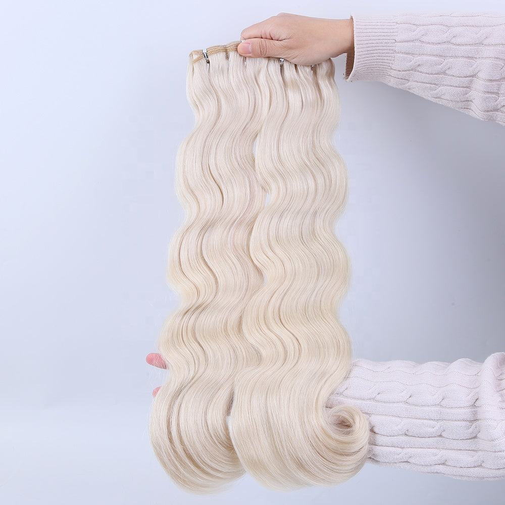 body wave virgin european remy hair extensions machine made weft bundles double drawn human hair