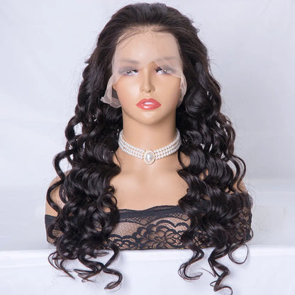 DAHLIA Loose Curly 13"x6" Lace Front Wigs Indian Remy Human Hair [Pre-bleached knots,Pre-plucked hairline,Removable elastic band]
