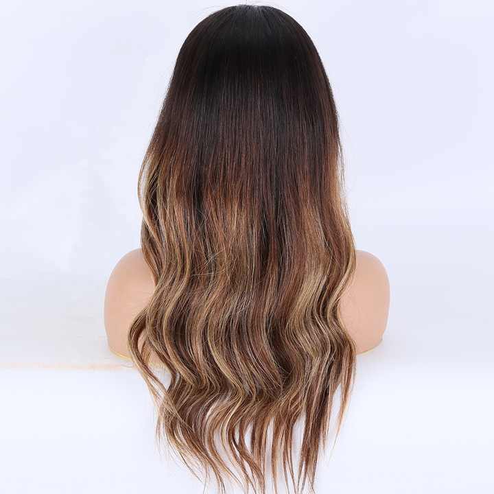 ZENDAYA European shadow virgin human wavy hair silk base lace wig