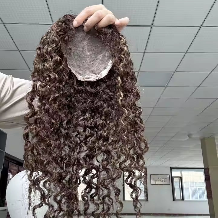 Suzie 3x5  Balayage Curly Topper Grade 12A  Virgin 100% European Remy Hair