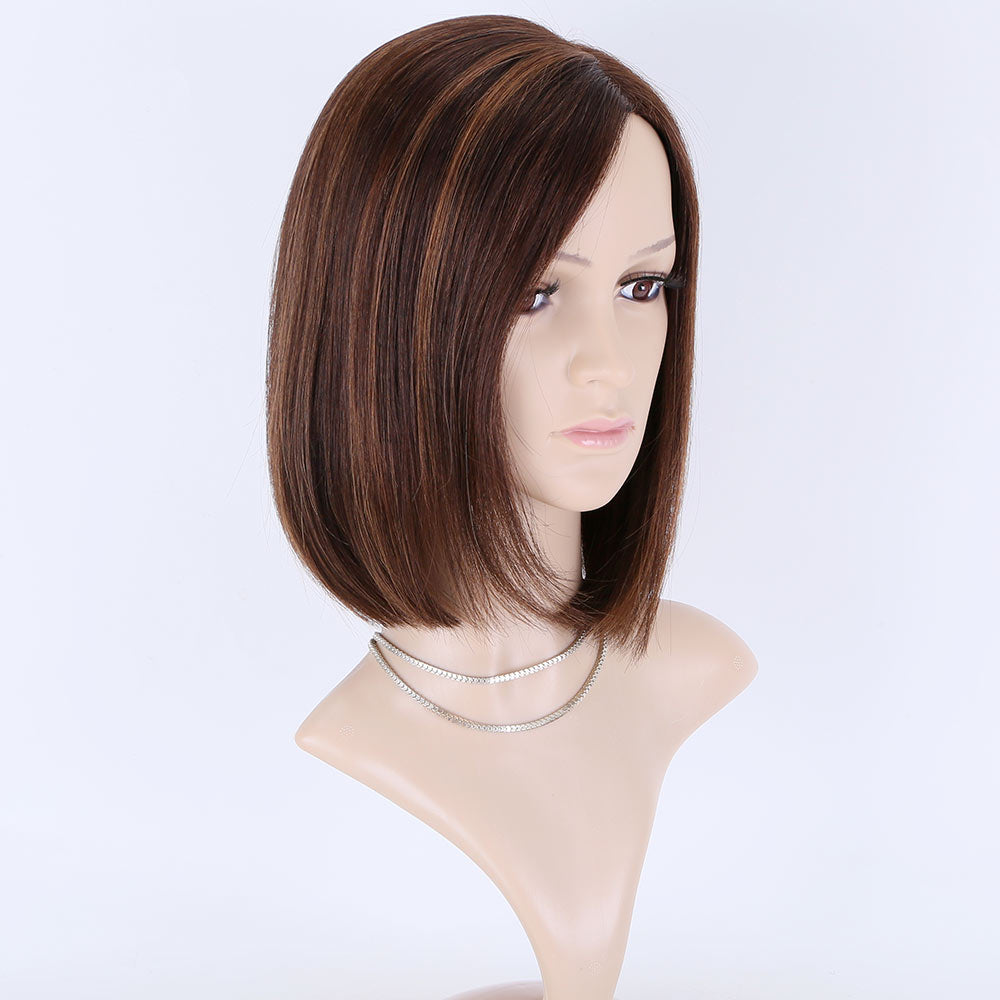 Summer mono front lace wig breathable wig short European virgin hair wig