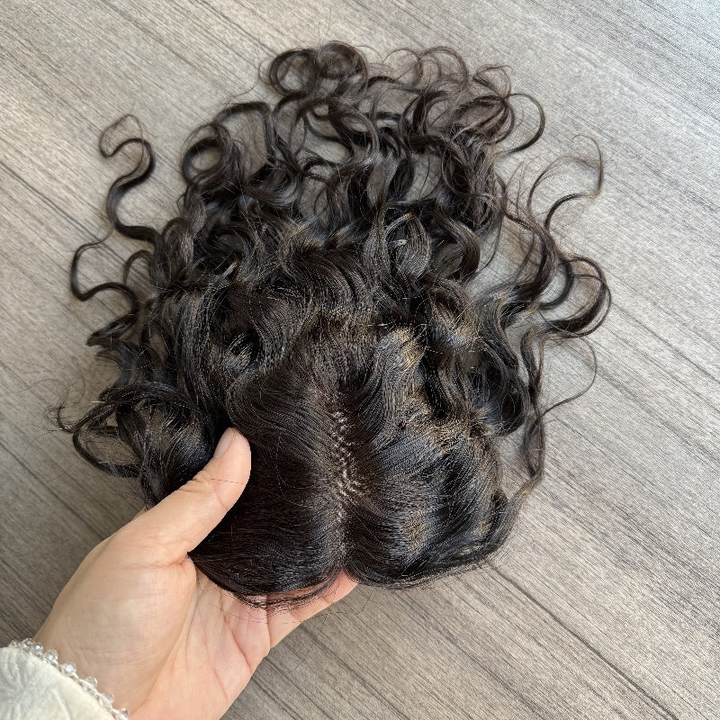 Sheila 3x4 Low Density Full Hand Tied Mono Base Topper Double Drawn Human Hair Mini Topper