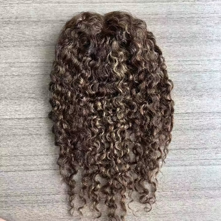 Suzie 3x5  Balayage Curly Topper Grade 12A  Virgin 100% European Remy Hair