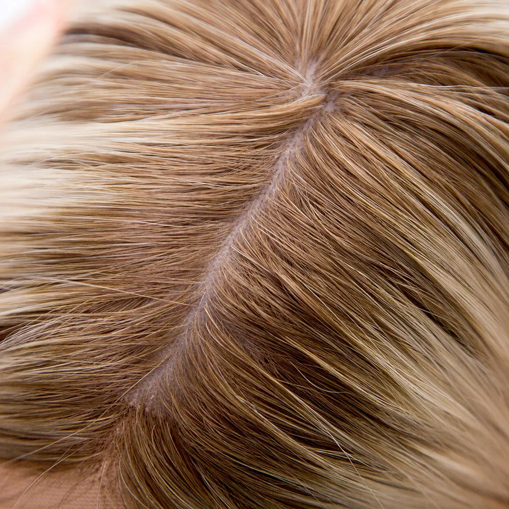 AMBER Rooted White Blonde Kosher 12A Grade  100% Virgin European Remy Hair Silk Top Medical Wig
