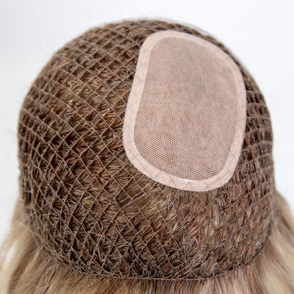 Customization 14" 150% Density Blonde Balayage Color European Hair 2.5"x4" Silk Base Wig Full Fishnet Wig Cap