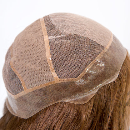 JULIETTE Full Hand Tied Lace Base Silk Top with Thin Skin Perimeter Brown Balayage 100% Virgin European Remy Medical Wig