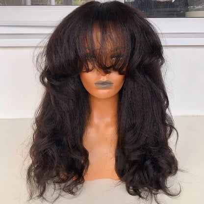 JASMINE Yaki Texture Full Hand tied human hair  with bangs