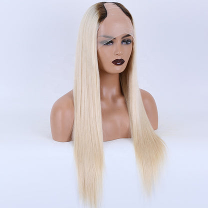 RAVEN U-part wig virgin european remy human hair roots blonde color