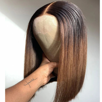 Shamea Short Bob Highlight Brown 12A Grade Cuticle Aligned 100% Virgin Brazilian Hair