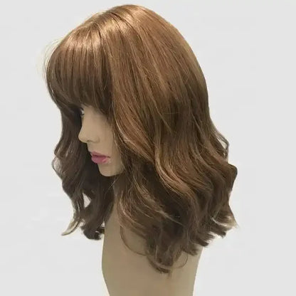 Joni Customizable 8A Grade Cuticle Aligned  100% Virgin European Hair Natural Wavy Silk Top Wigs With Bangs