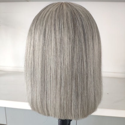 JANET 10 inch Grey virgin Balayage Bob