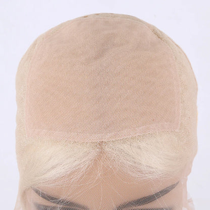 Angie White Blonde 10A Grade Cuticle Aligned  Hand Tied Invisible Knots 100% Virgin European Hair 5x5 Silk Top